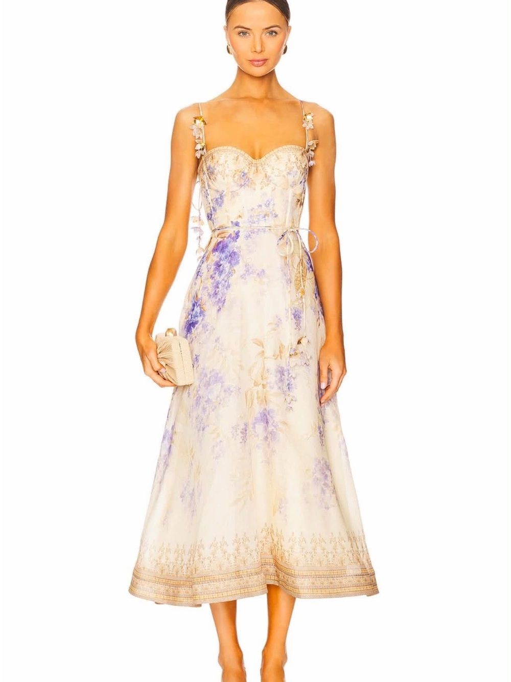 Zimmermann Dawning Picnic Lilac Floral Midi Dress